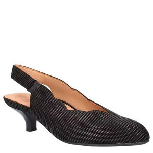 L'Amour Des Pieds Hulda Raindrop Black Leather Sling Back Pumps Women’s Size 6.5